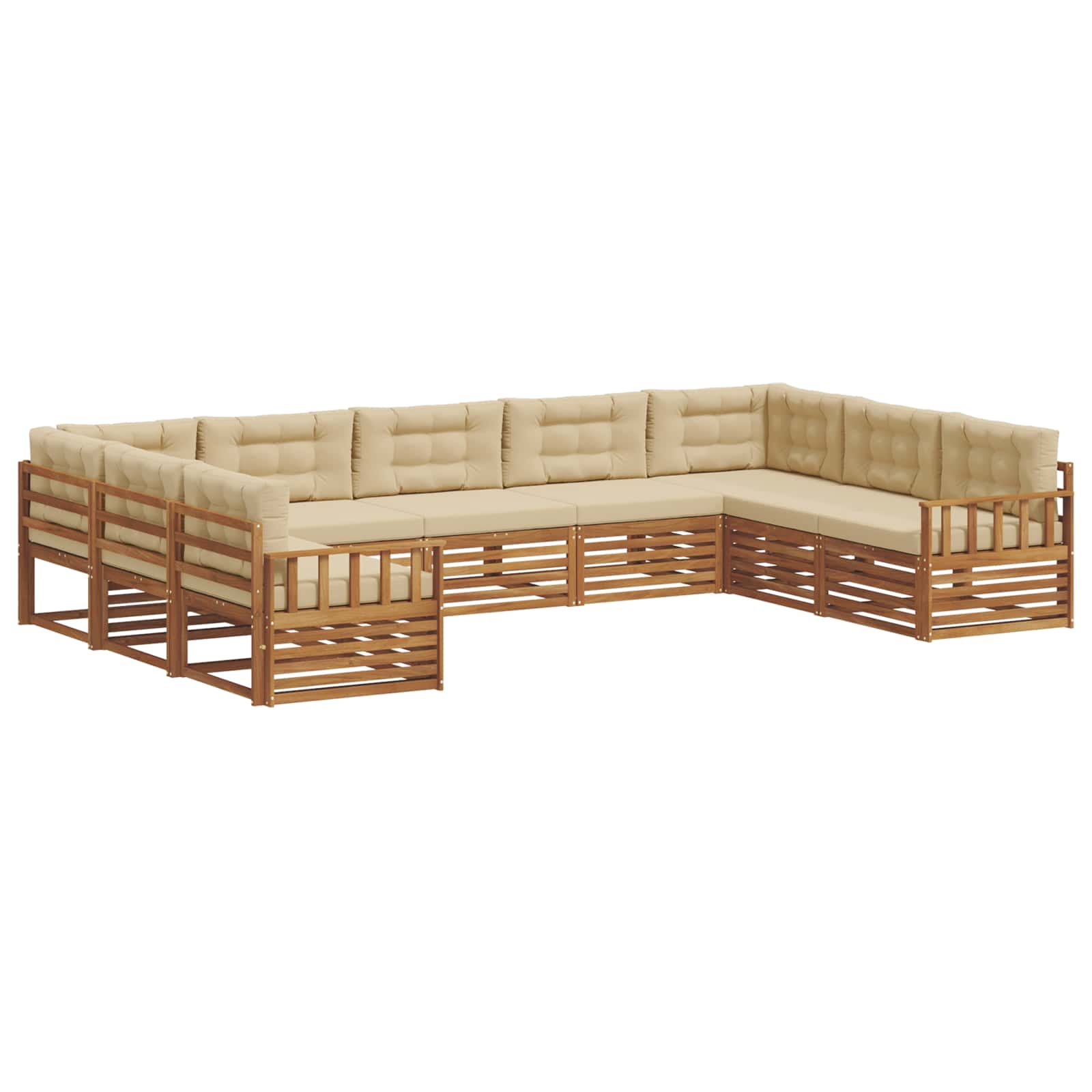 vidaXL Zestaw sof na zewnątrz z poduszką 9 pcs Naturalny i Beżowy
