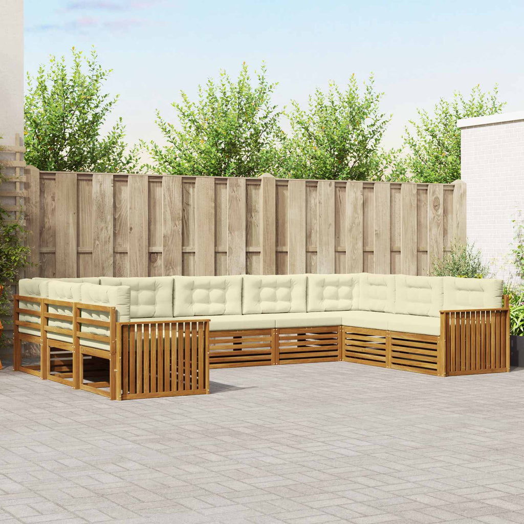 vidaXL Zestaw sof na zewnątrz z poduszką 9 pcs Naturalny i Kremowy