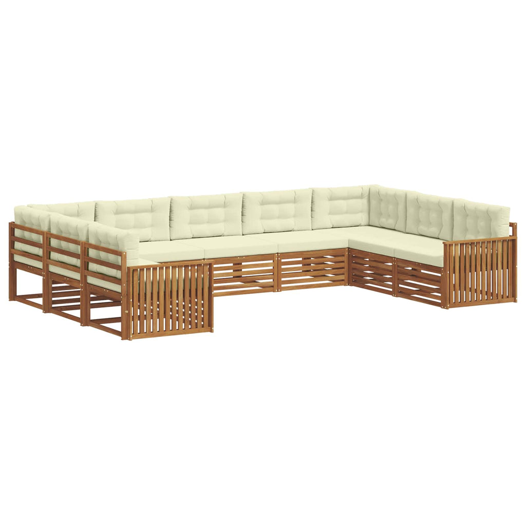 vidaXL Zestaw sof na zewnątrz z poduszką 9 pcs Naturalny i Kremowy