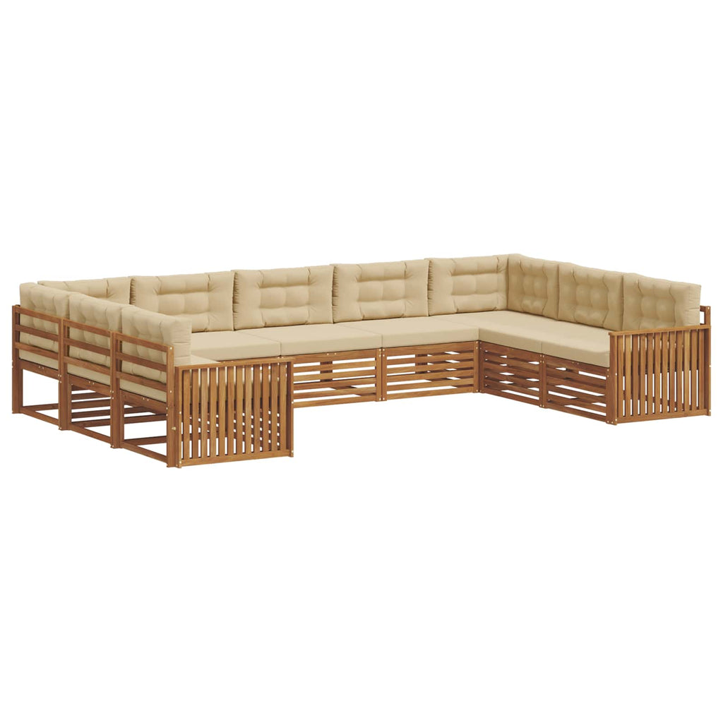 vidaXL Zestaw sof na zewnątrz z poduszką 9 pcs Naturalny i Beżowy