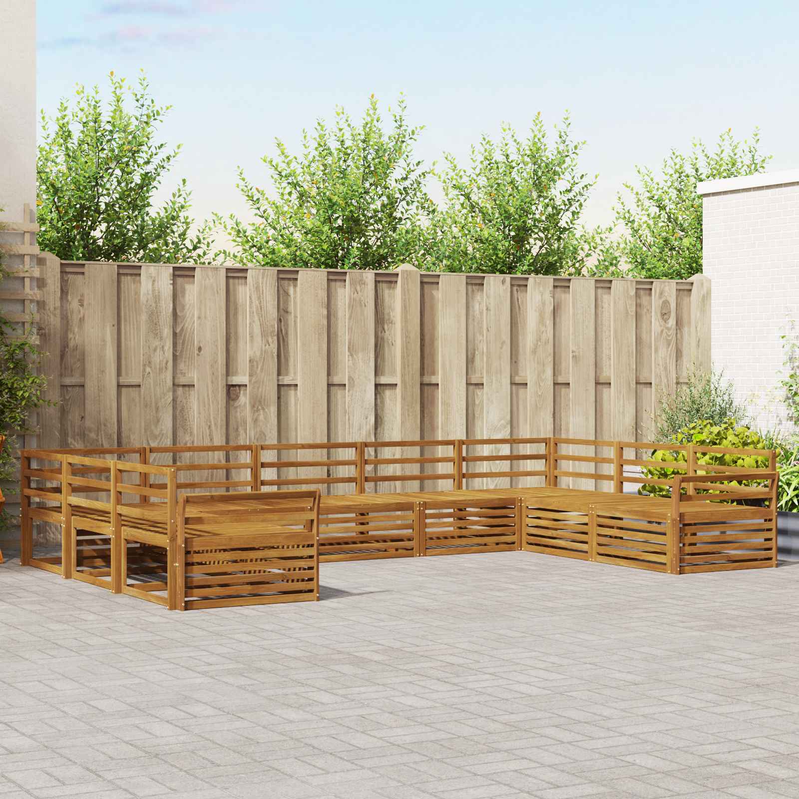 vidaXL Zestaw sof na zewnątrz 9 pcs Naturalny Lite Drewno Akacji