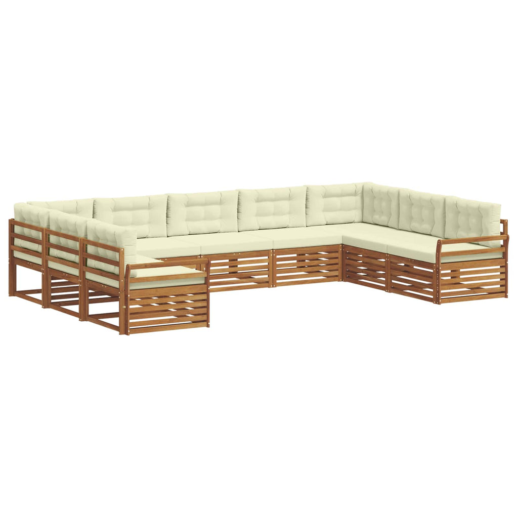 vidaXL Zestaw sof na zewnątrz z poduszką 9 pcs Naturalny i Kremowy
