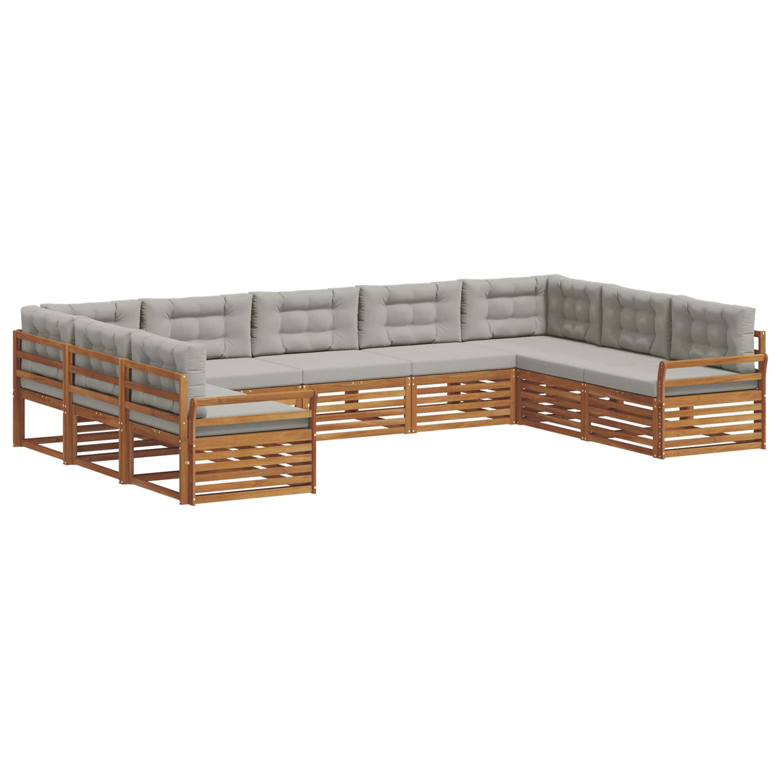 vidaXL Zestaw sof na zewnątrz z poduszką 9 pcs Naturalny i Jasny Szary