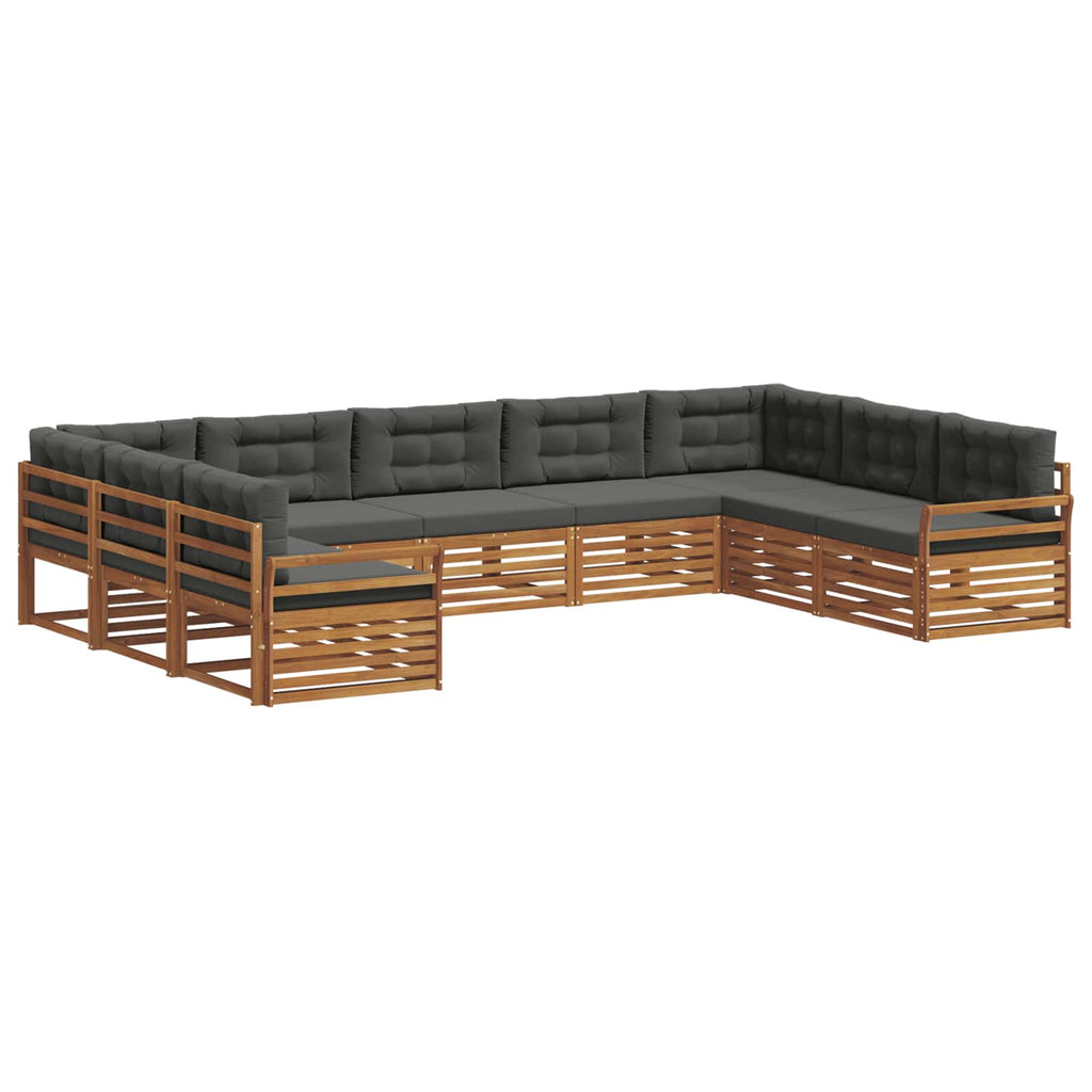 vidaXL Zestaw sof na zewnątrz z poduszką 9 pcs Naturalny i Antracytowy