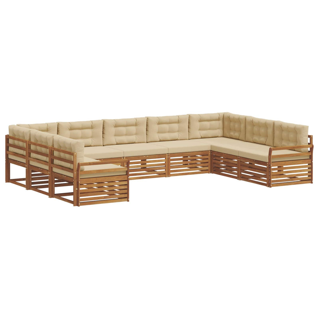 vidaXL Zestaw sof na zewnątrz z poduszką 9 pcs Naturalny i Beżowy
