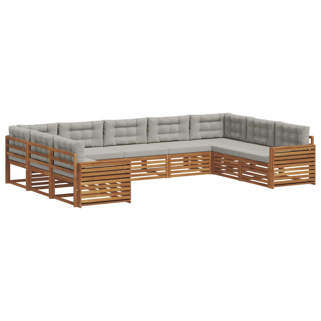 vidaXL Zestaw sof na zewnątrz z poduszką 9 pcs Naturalny i Jasny Szary