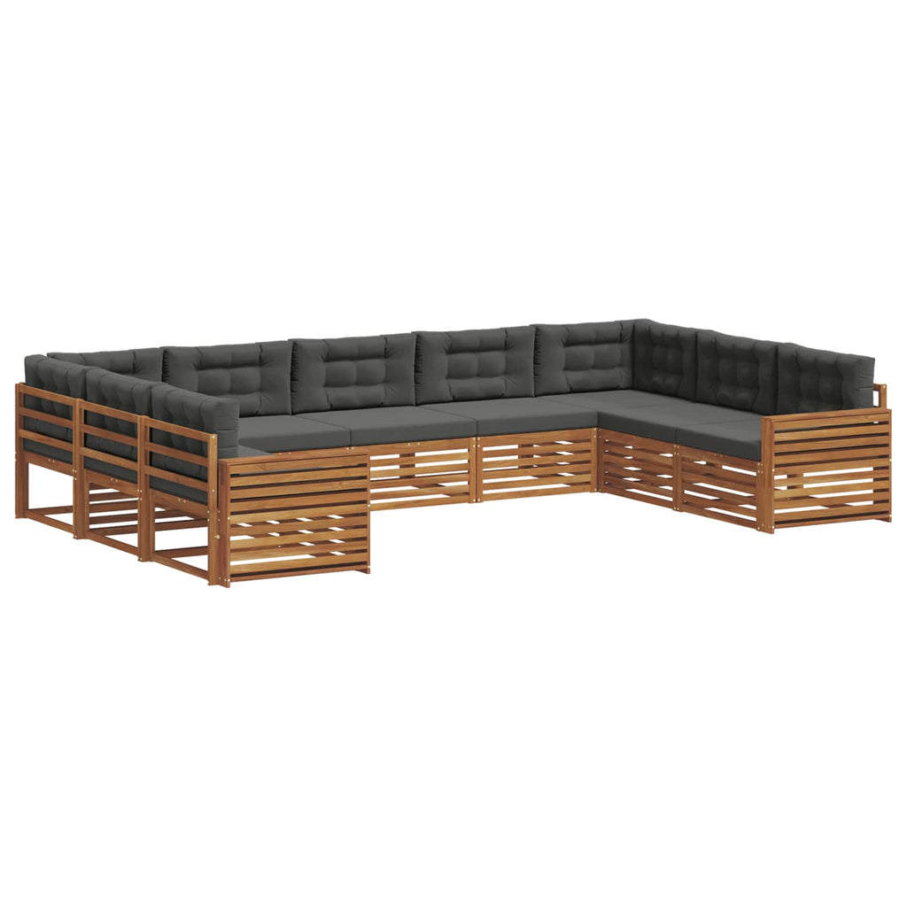 vidaXL Zestaw sof na zewnątrz z poduszką 9 pcs Naturalny i Antracytowy