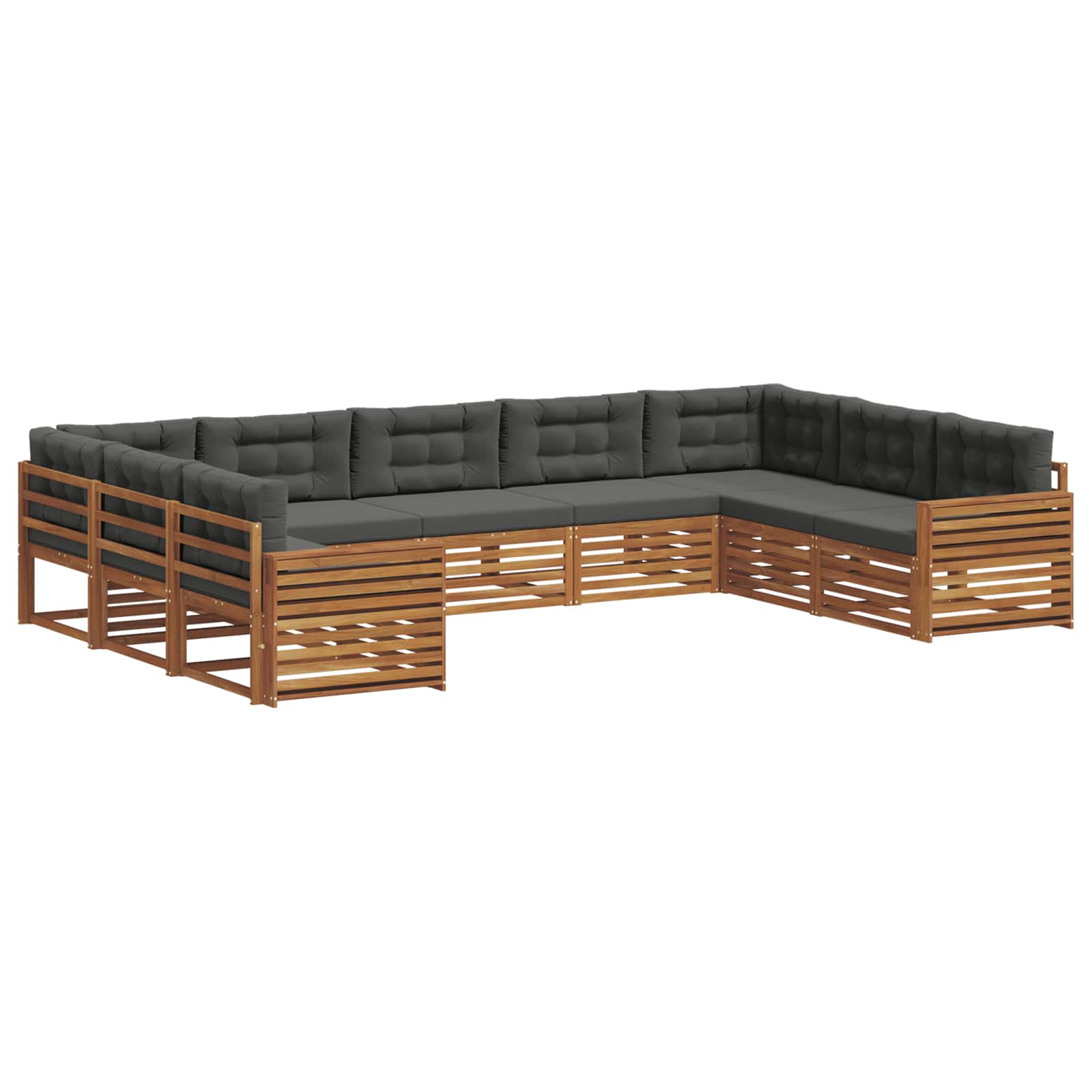 vidaXL Zestaw sof na zewnątrz z poduszką 9 pcs Naturalny i Antracytowy