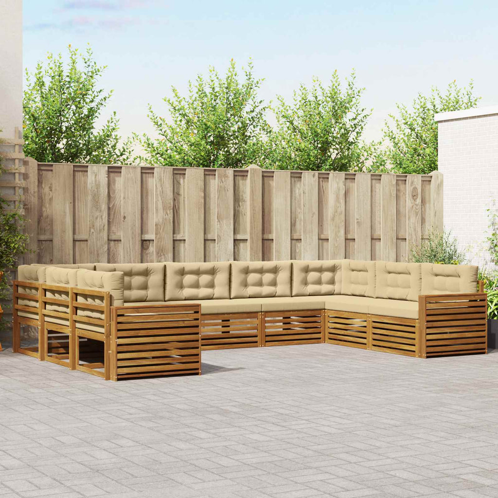 vidaXL Zestaw sof na zewnątrz z poduszką 9 pcs Naturalny i Beżowy
