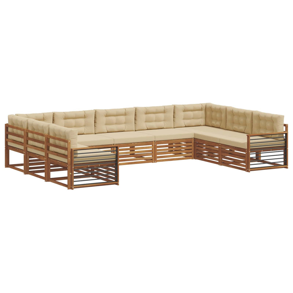 vidaXL Zestaw sof na zewnątrz z poduszką 9 pcs Naturalny i Beżowy