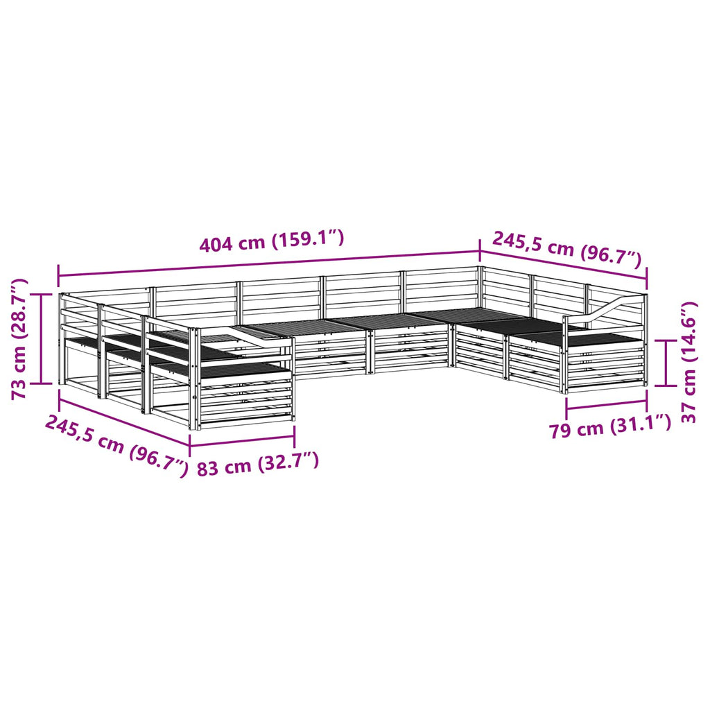 vidaXL Zestaw sof na zewnątrz 9 pcs Naturalny Lite Drewno Akacji