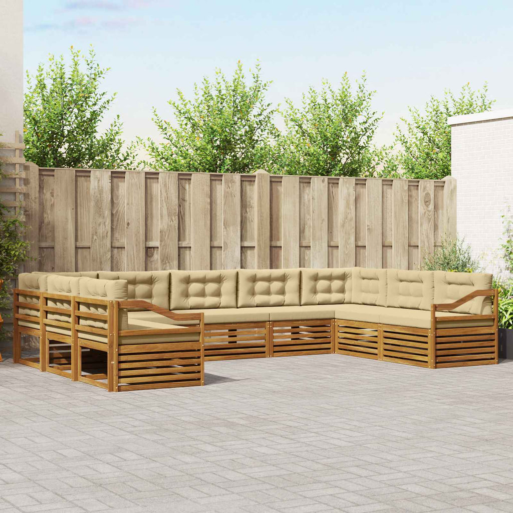 vidaXL Zestaw sof na zewnątrz z poduszką 9 pcs Naturalny i Beżowy