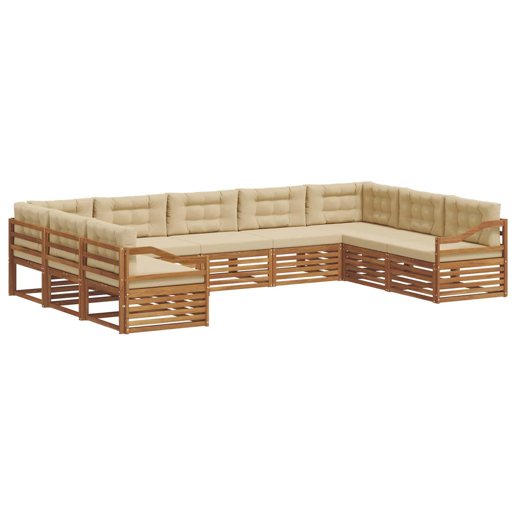 vidaXL Zestaw sof na zewnątrz z poduszką 9 pcs Naturalny i Beżowy