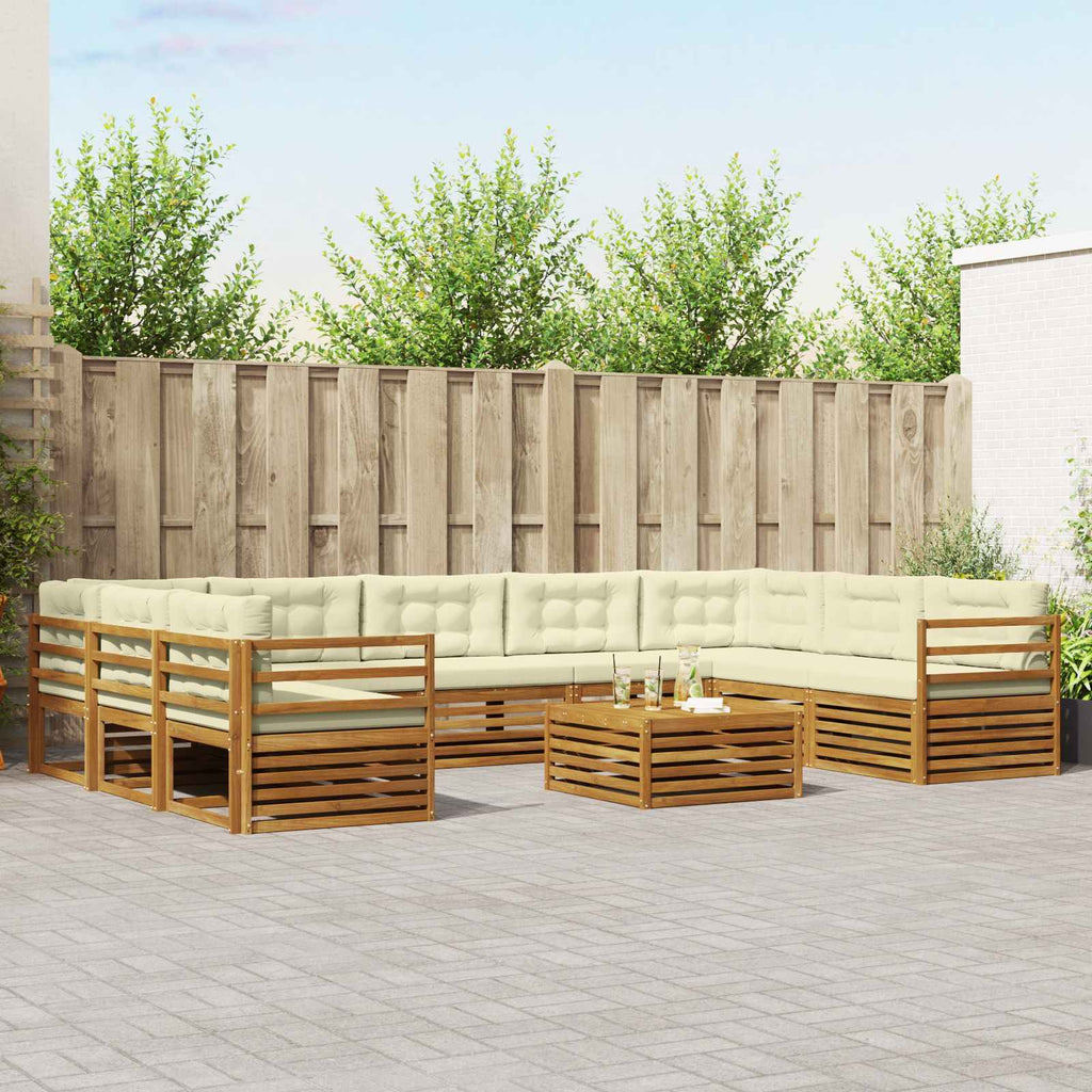 vidaXL Zestaw sof na zewnątrz z poduszką 10 pcs Naturalny i Kremowy