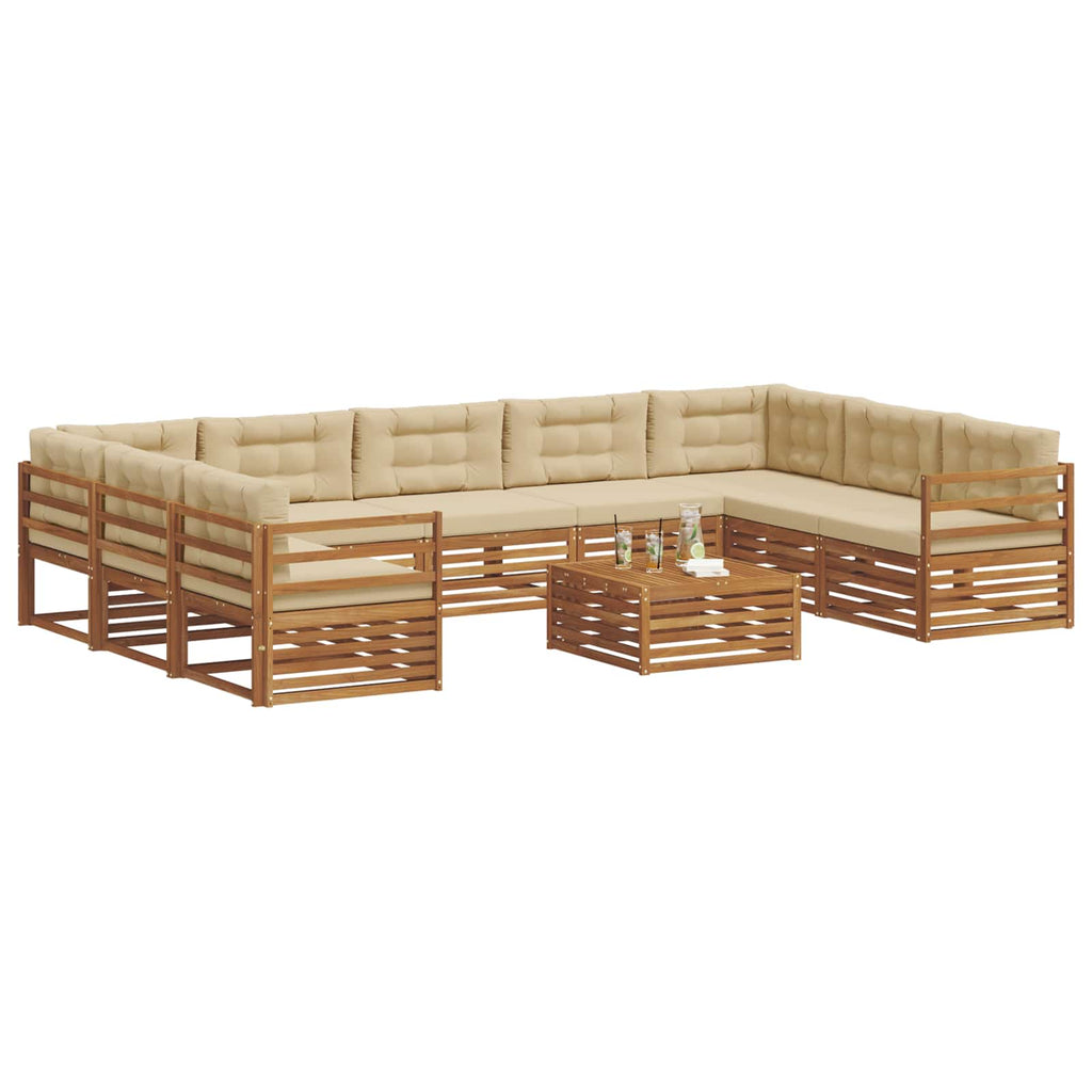vidaXL Zestaw sof na zewnątrz z poduszką 10 pcs Naturalny i Beżowy
