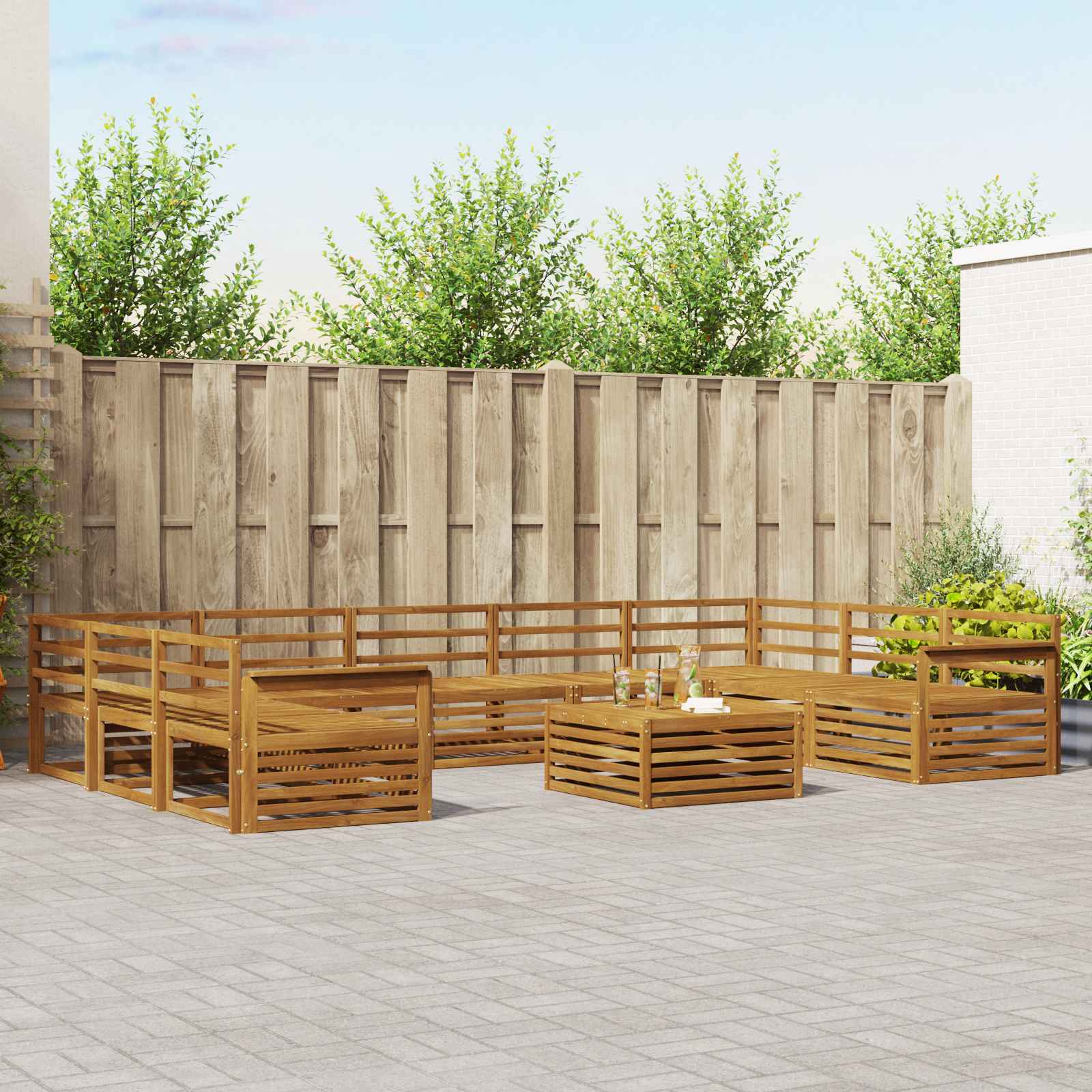 vidaXL Zestaw sof na zewnątrz 10 pcs Naturalny Lite Drewno Akacji