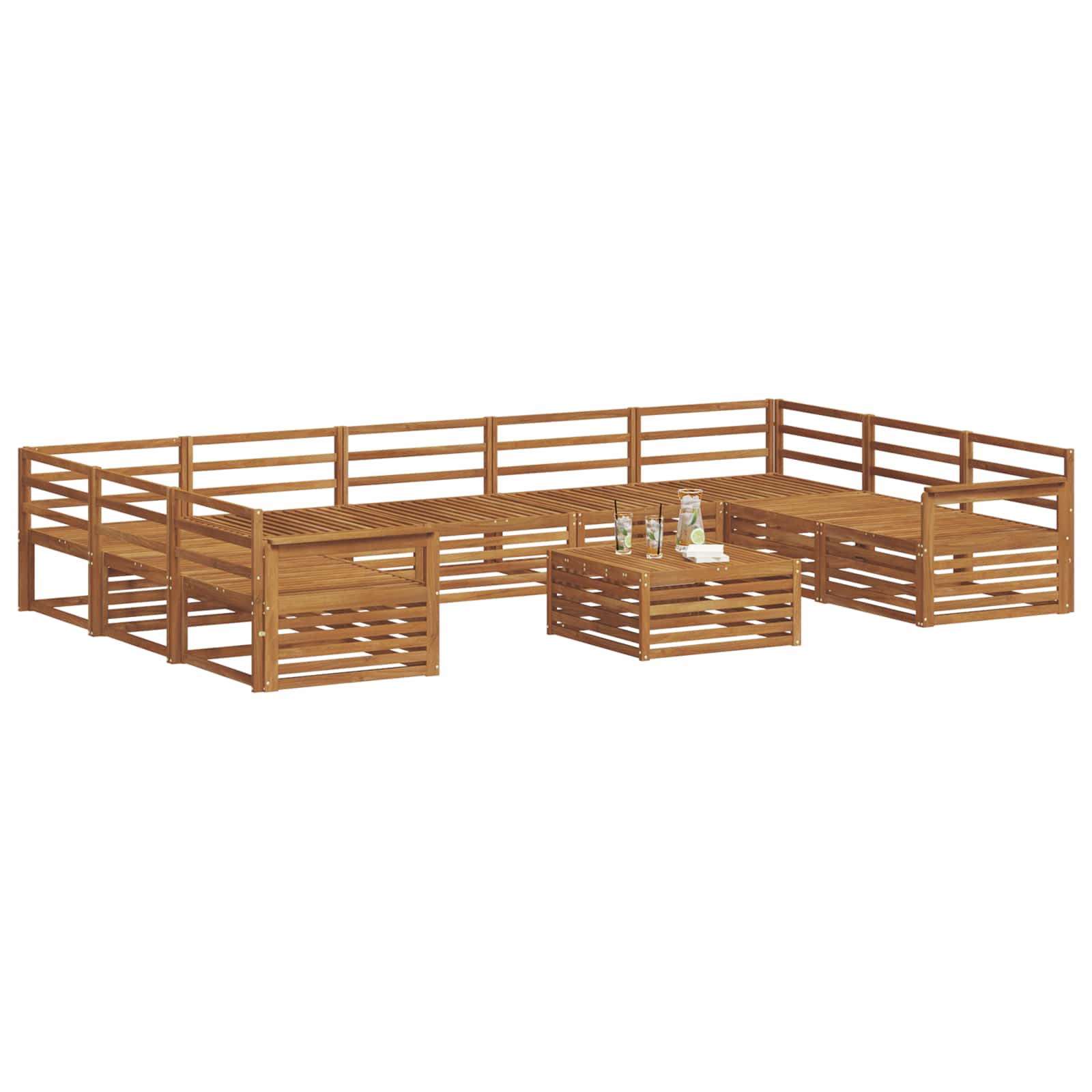 vidaXL Zestaw sof na zewnątrz 10 pcs Naturalny Lite Drewno Akacji