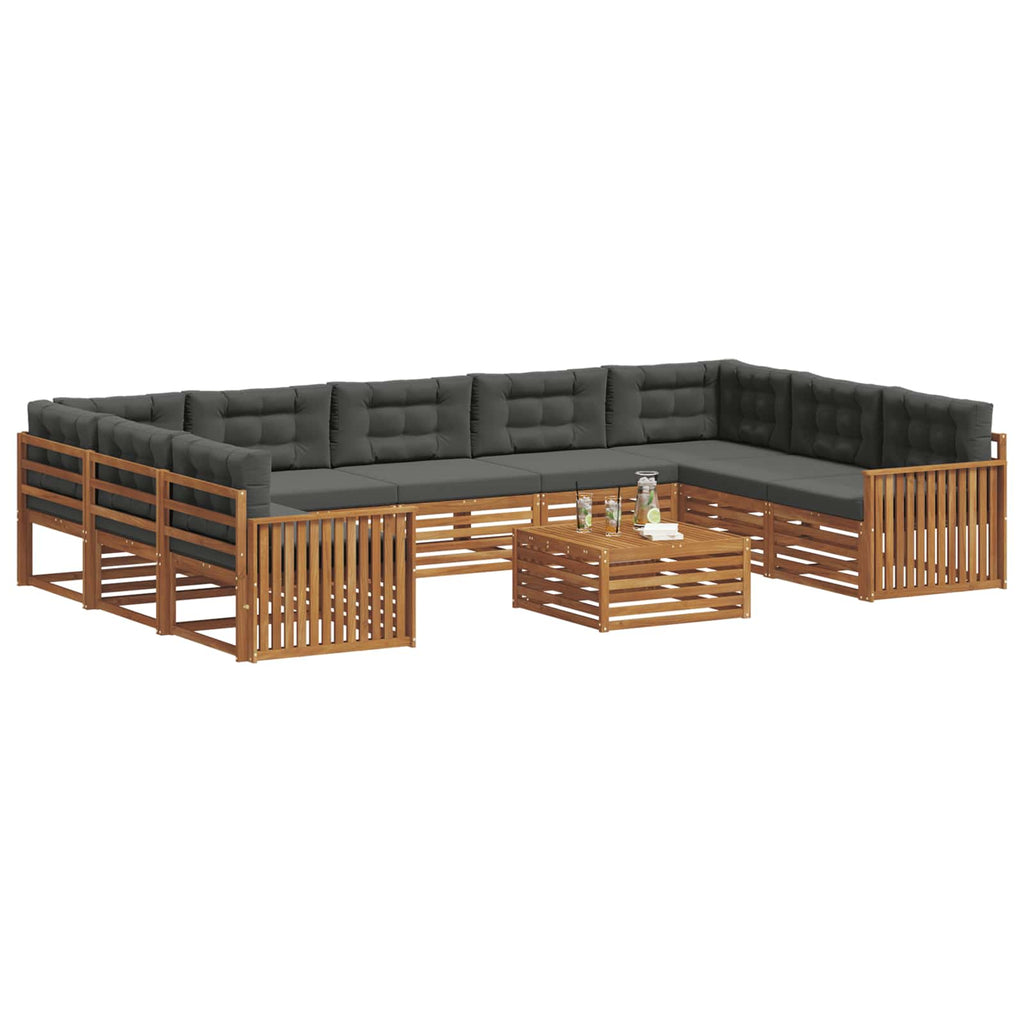 vidaXL Zestaw sof na zewnątrz 10 pcs Naturalny i Antracytowy