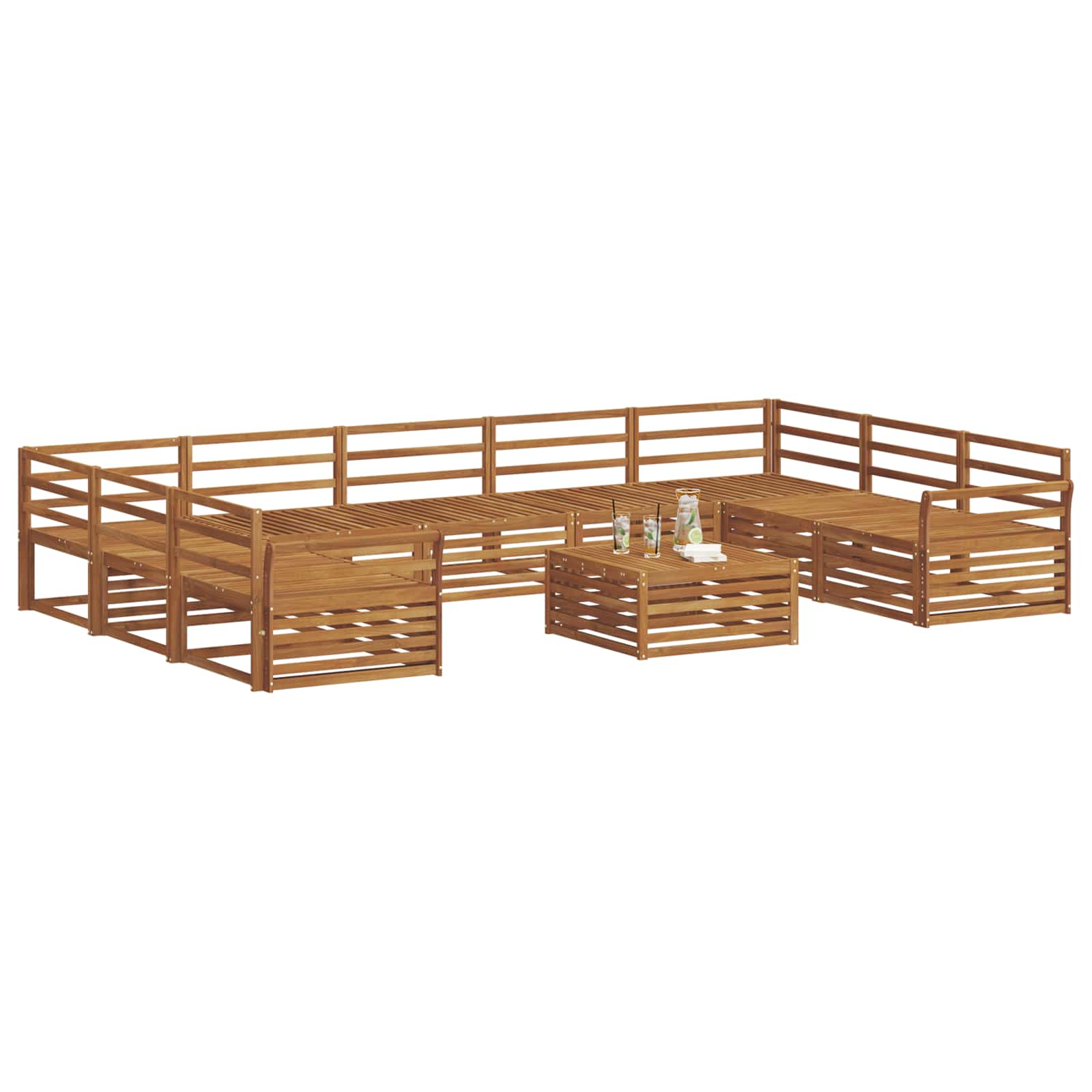 vidaXL Zestaw sof na zewnątrz 10 pcs Naturalny Lite Drewno Akacji