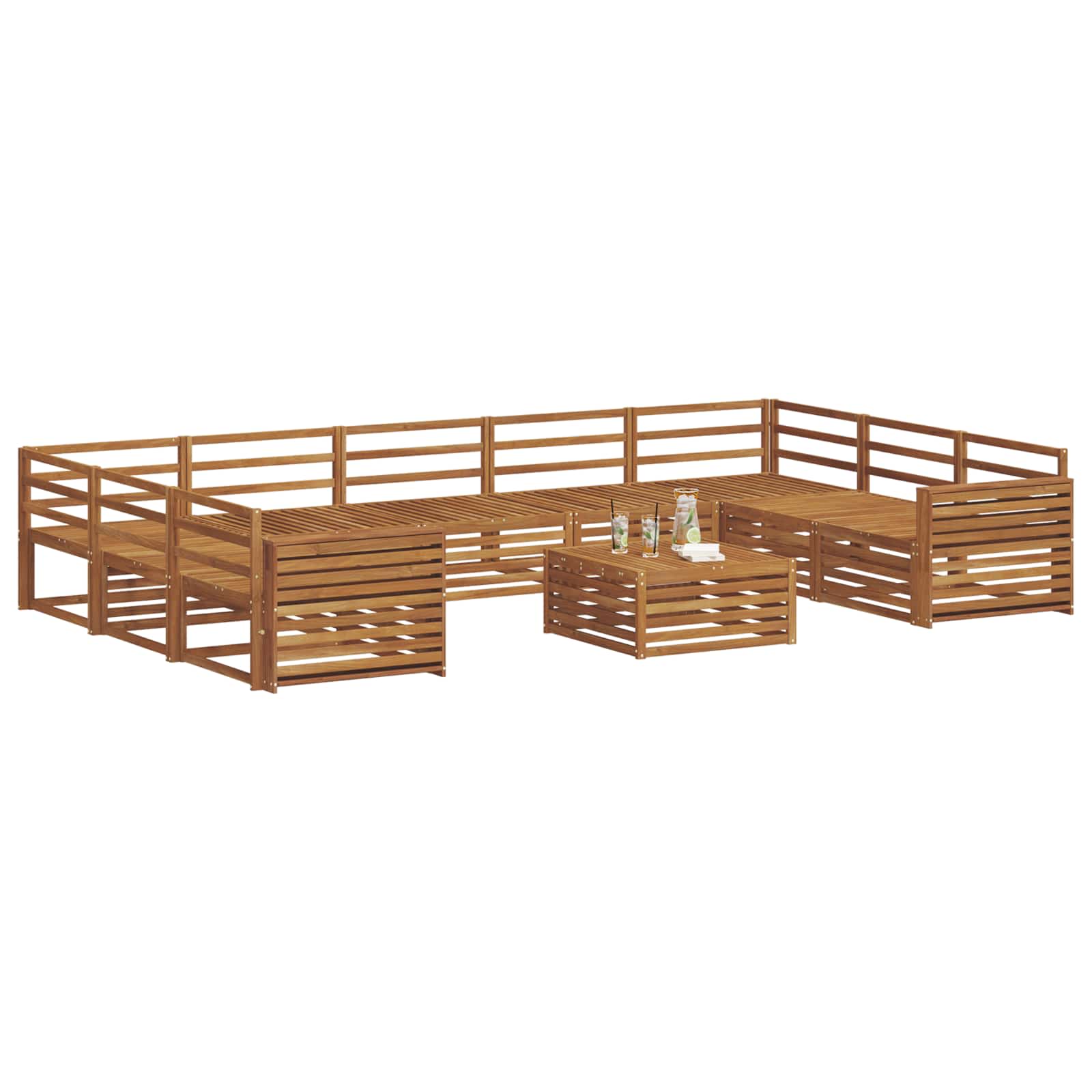 vidaXL Zestaw sof na zewnątrz 10 pcs Naturalny Lite Drewno Akacji