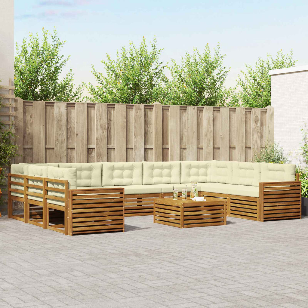 vidaXL Zestaw sof na zewnątrz z poduszką 10 pcs Naturalny i Kremowy