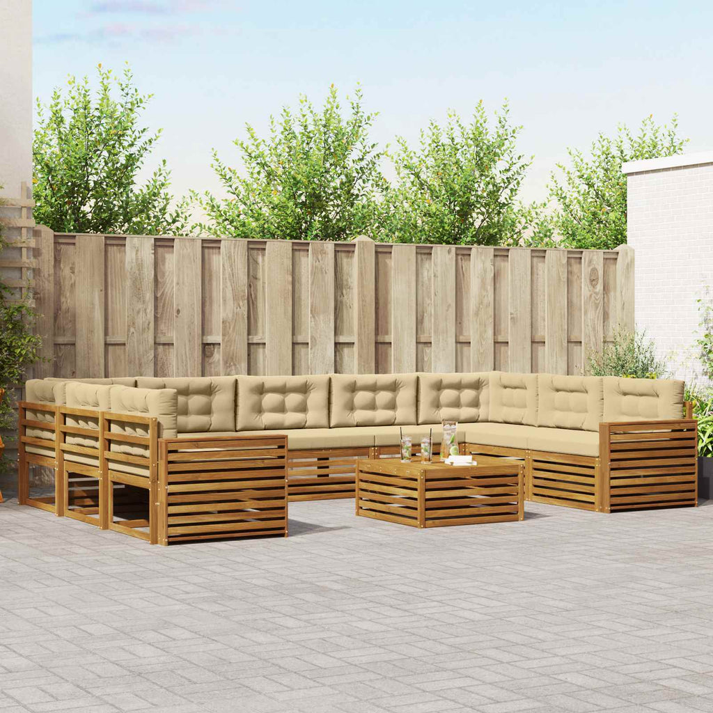 vidaXL Zestaw sof na zewnątrz z poduszką 10 pcs Naturalny i Beżowy