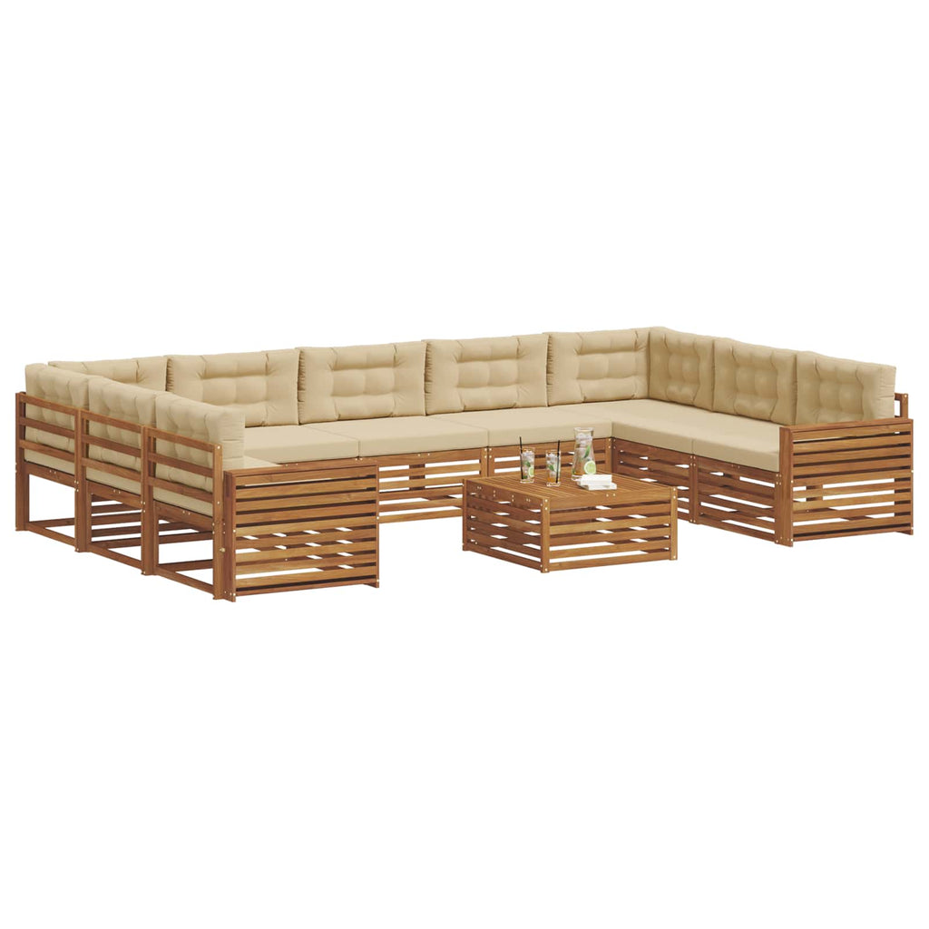 vidaXL Zestaw sof na zewnątrz z poduszką 10 pcs Naturalny i Beżowy