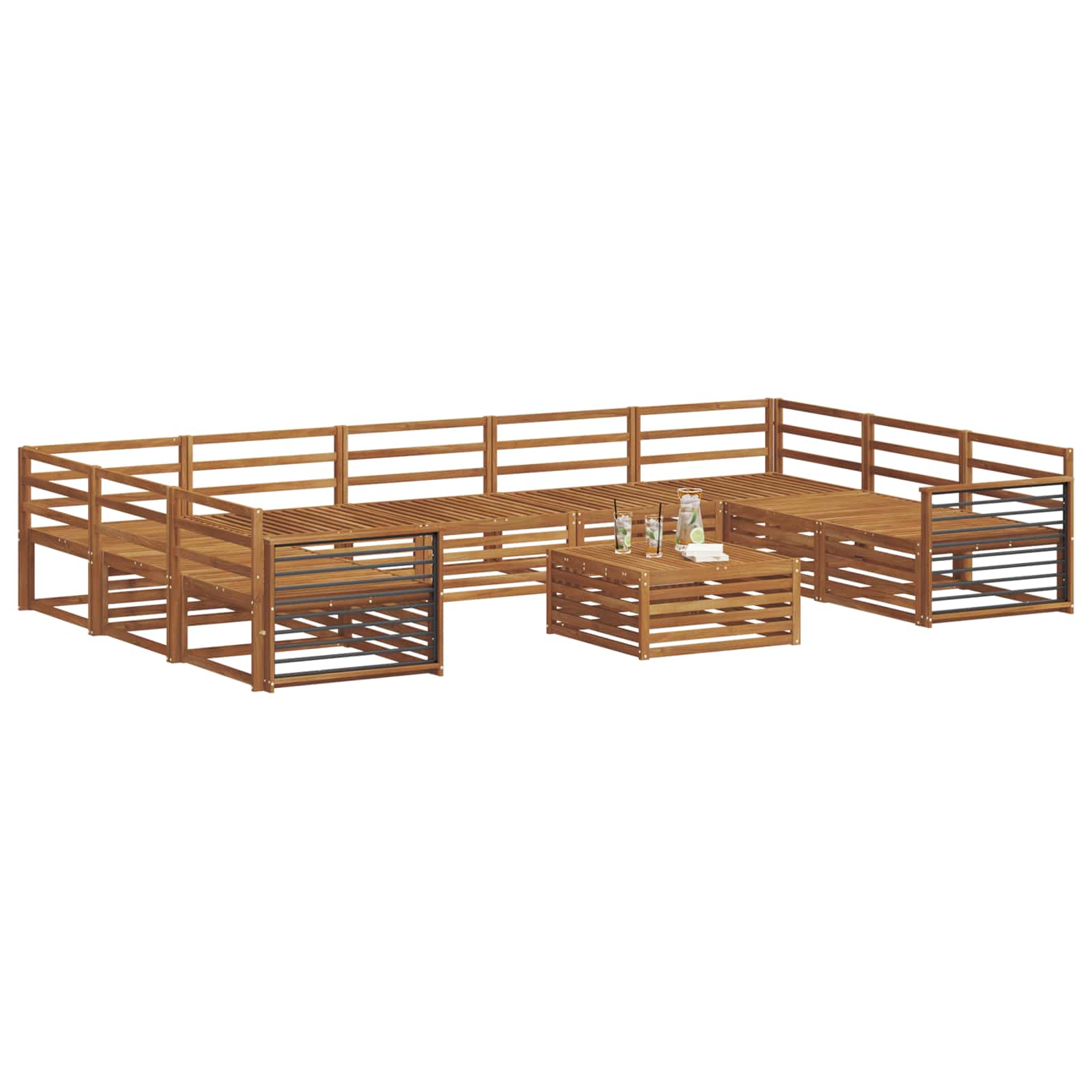 vidaXL Zestawy sof 10 pcs Naturalny Lite Drewno Akacji