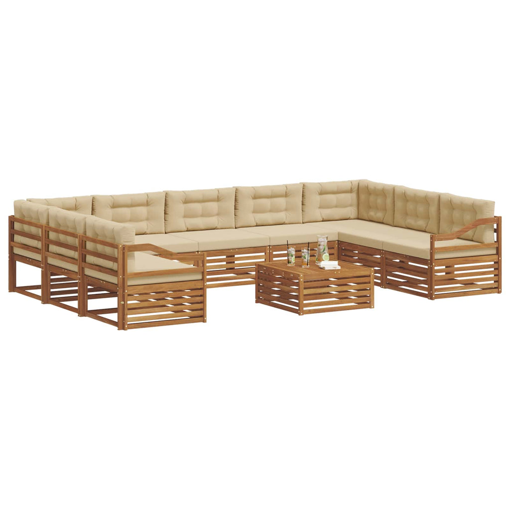 vidaXL Zestaw sof na zewnątrz z poduszką 10 pcs Naturalny i Beżowy