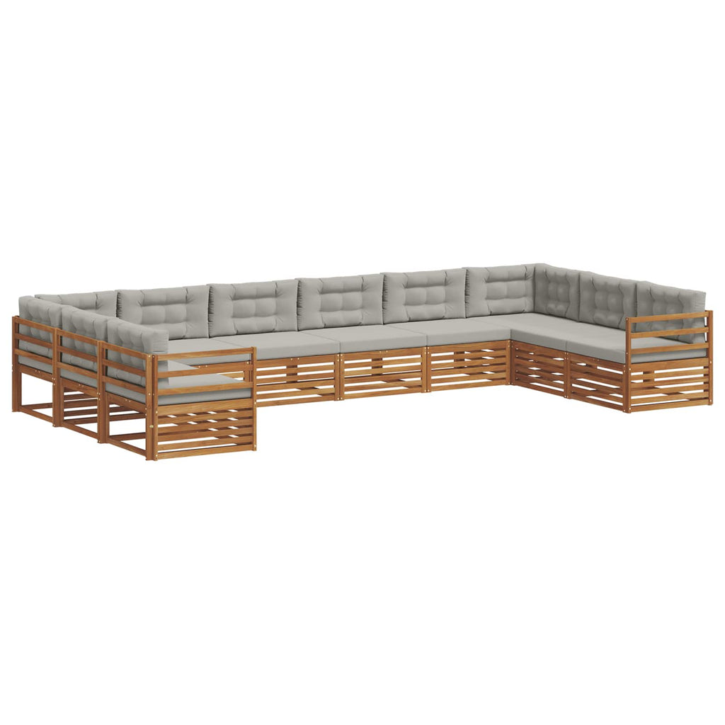 vidaXL Zestawy sof 5 pcs Naturalny i Jasny Szary Lite Drewno Akacji