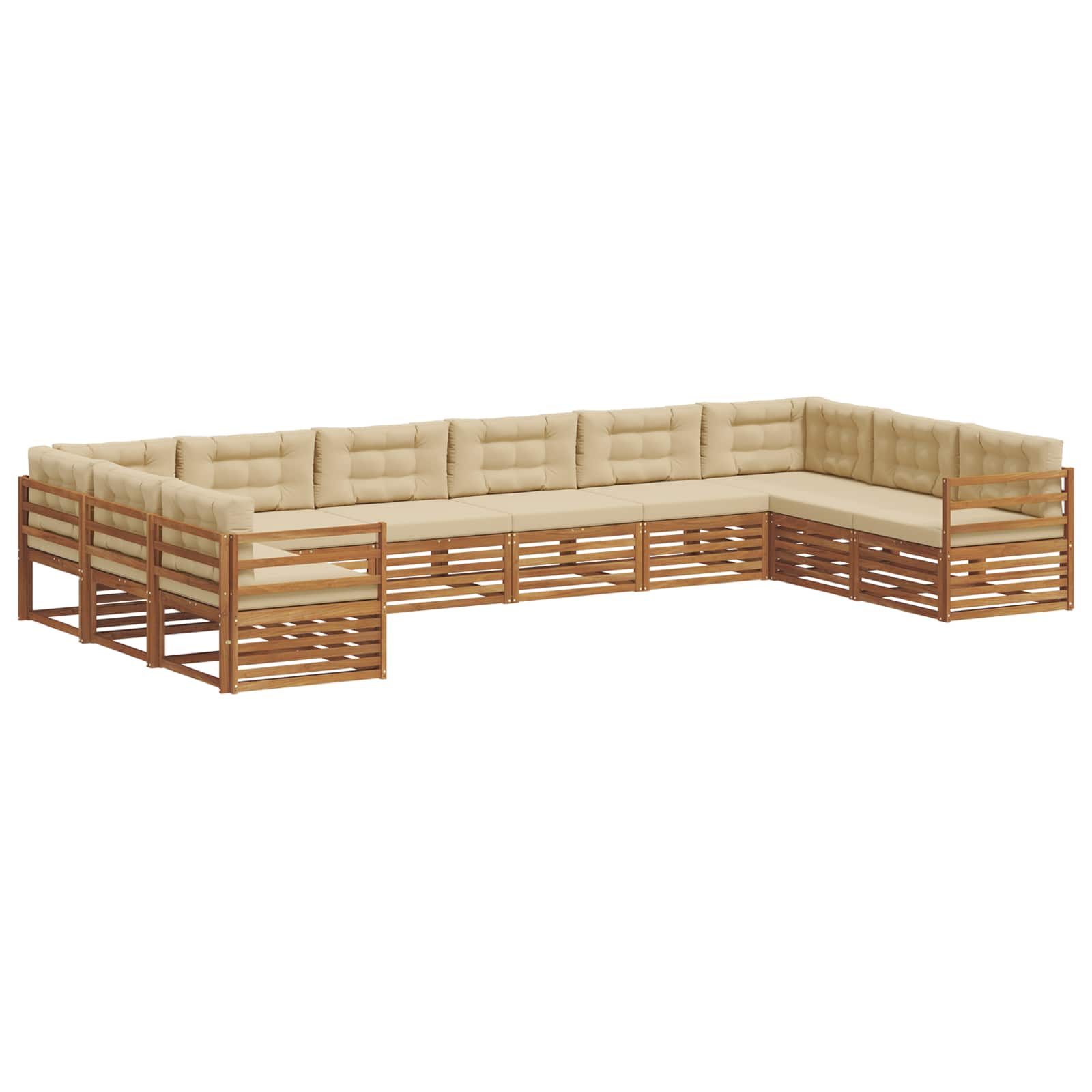 vidaXL Zestawy sof 7 pcs Naturalny i Beżowy Lite Drewno Akacji