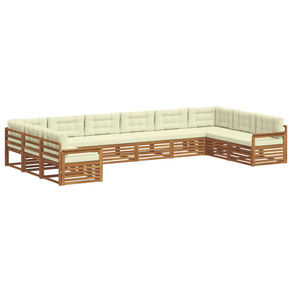vidaXL Zestawy sof 8 pcs Naturalny i Kremowy Lite Drewno Akacji