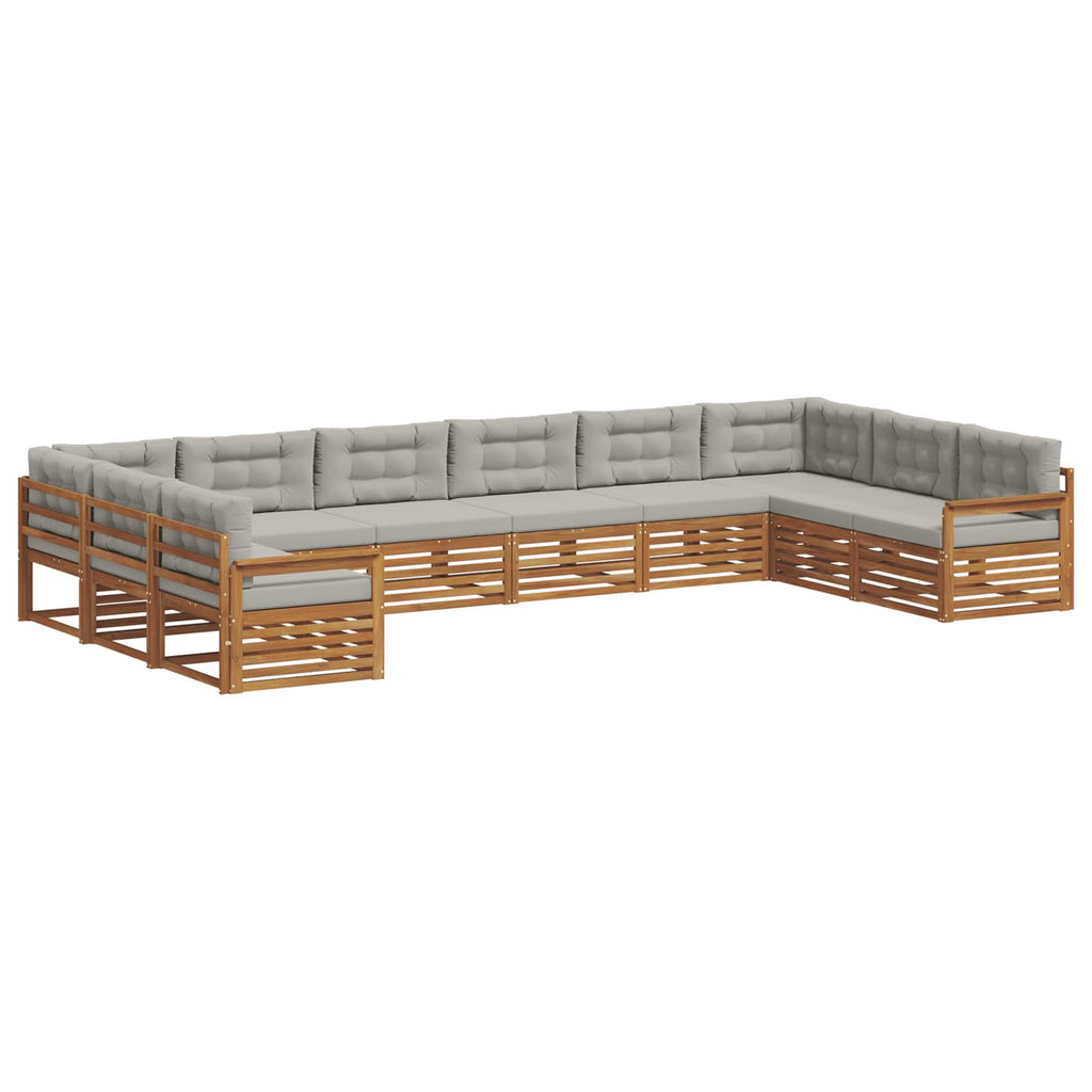 vidaXL Zestawy sof 8 pcs Naturalny i Jasny Szary Lite Drewno Akacji