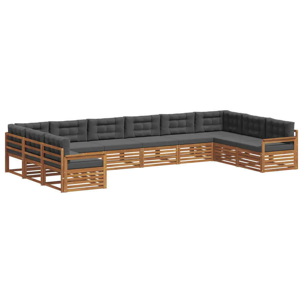 vidaXL Zestawy sof 9 pcs Naturalny i Antracytowy Lite Drewno Akacji