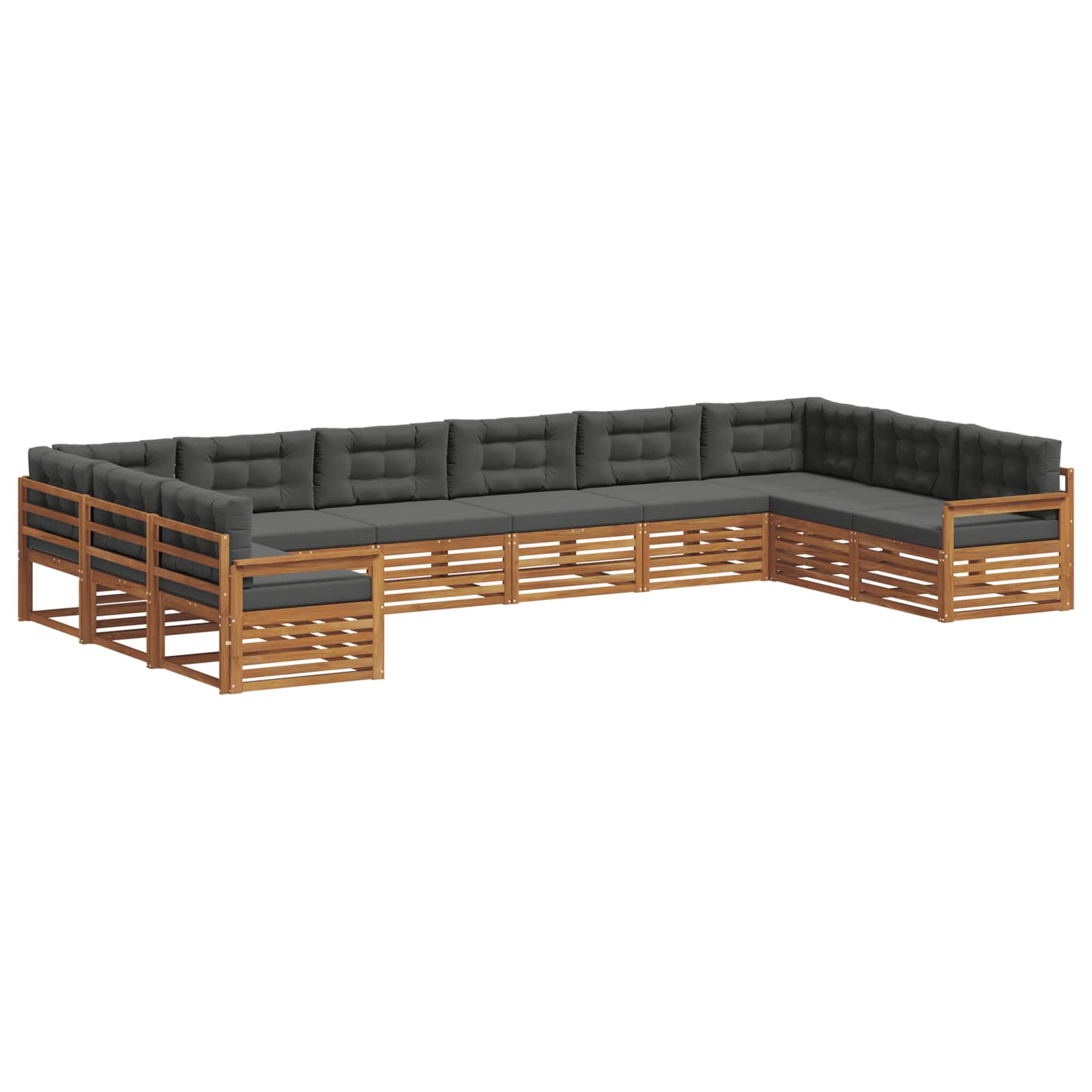 vidaXL Zestawy sof 9 pcs Naturalny i Antracytowy Lite Drewno Akacji