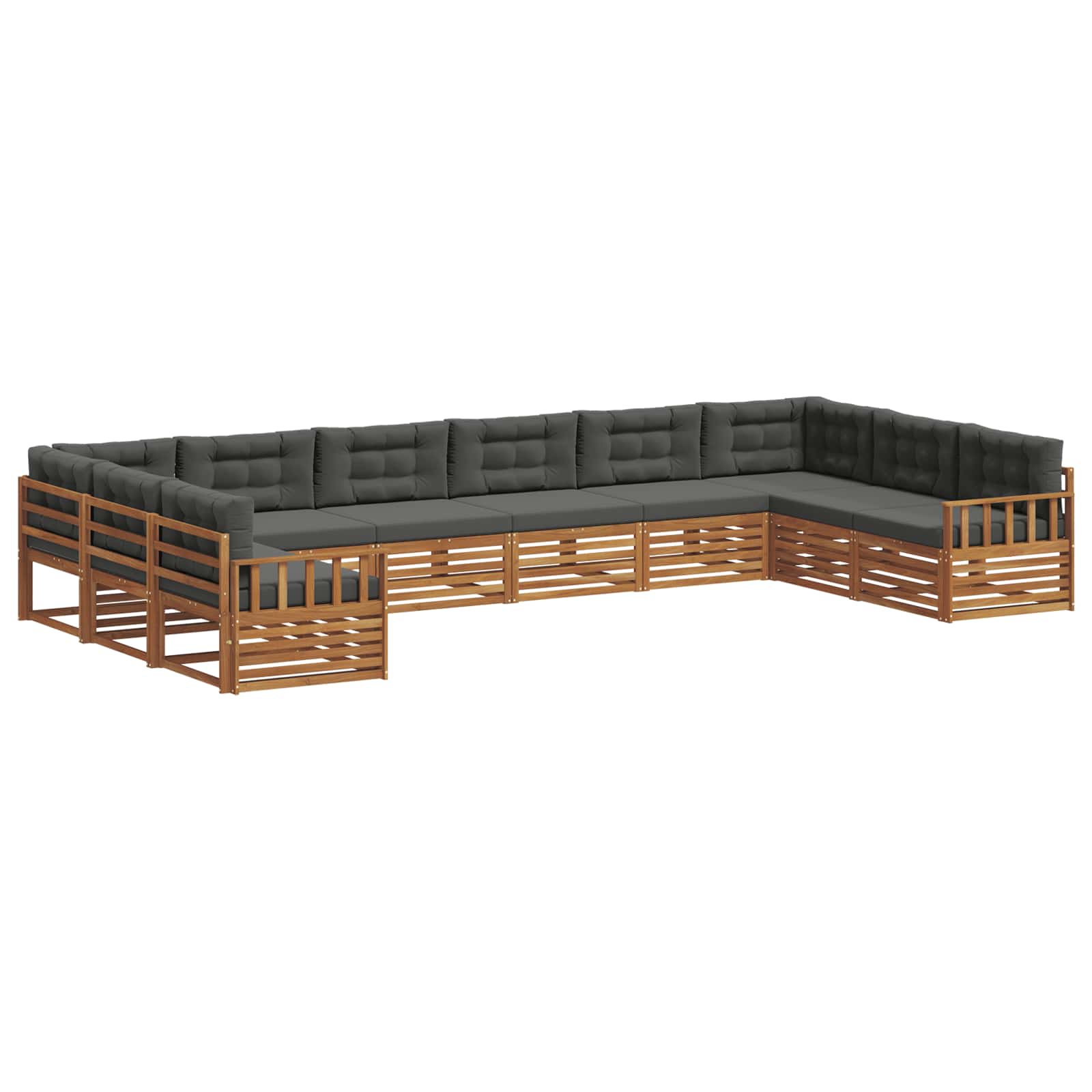 vidaXL Zestawy sof 5 pcs Naturalny i Antracytowy Lite Drewno Akacji