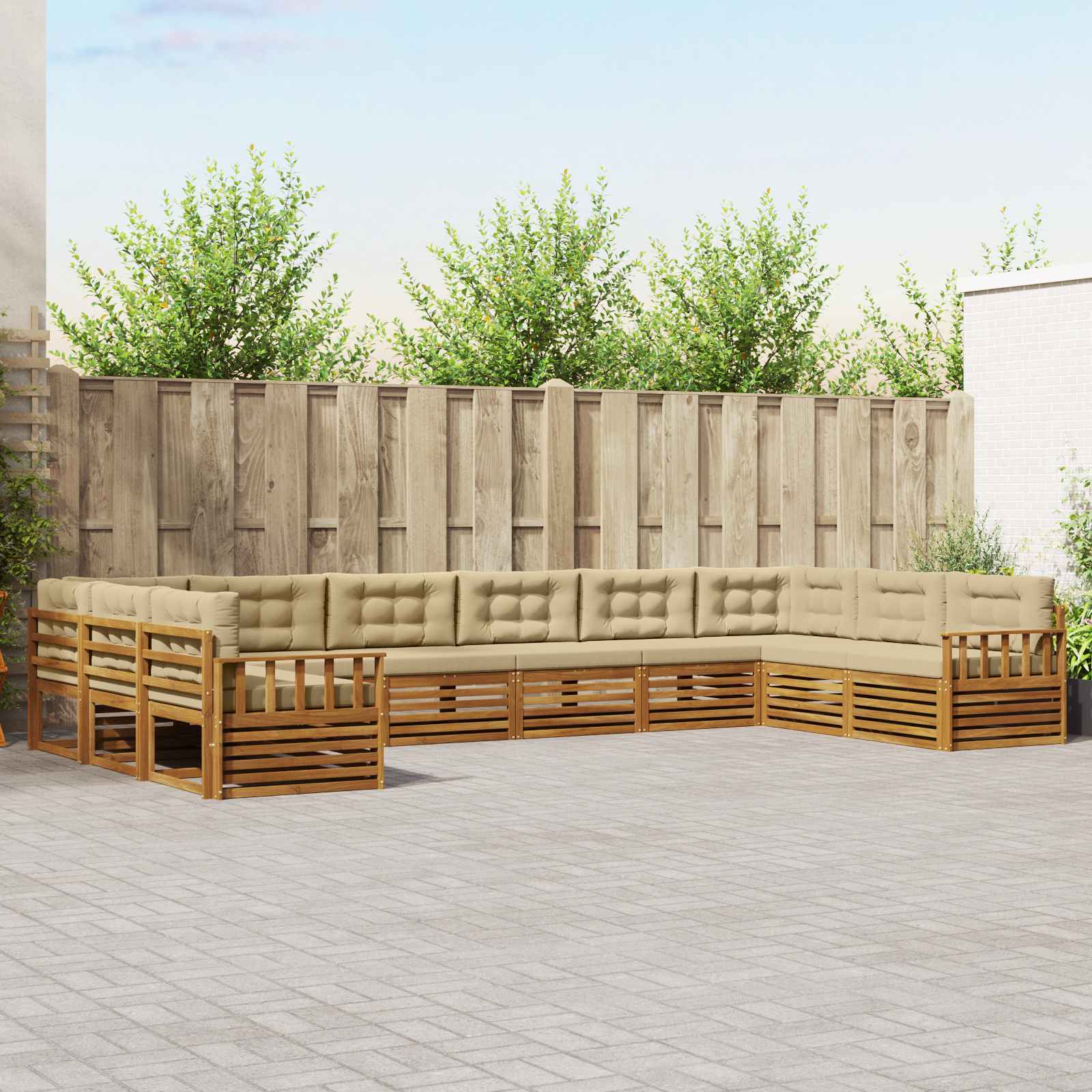 vidaXL Zestawy sof 5 pcs Naturalny i Beżowy Lite Drewno Akacji