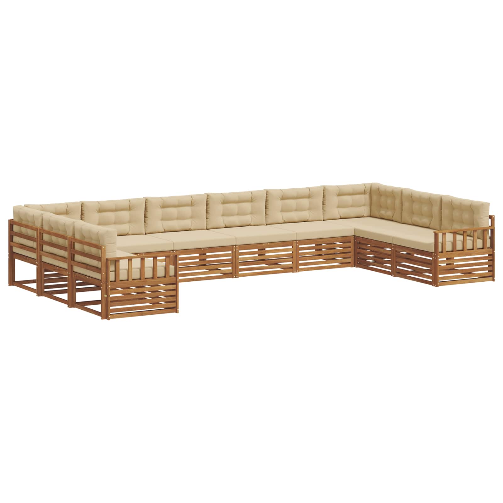 vidaXL Zestawy sof 5 pcs Naturalny i Beżowy Lite Drewno Akacji