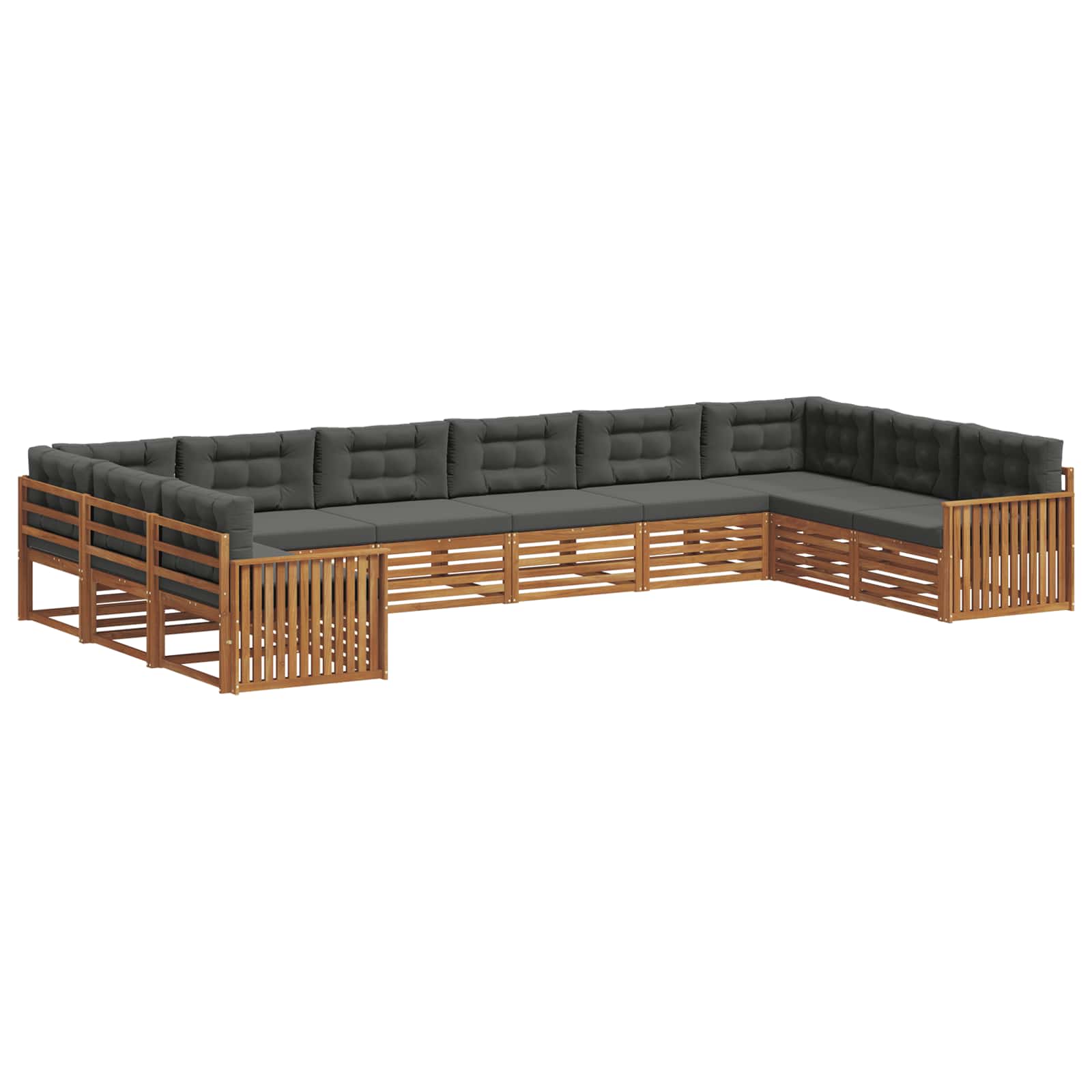 vidaXL Zestawy sof 7 pcs Naturalny i Antracytowy Lite Drewno Akacji