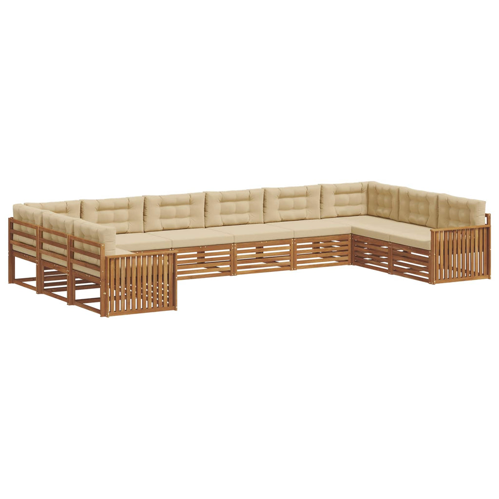 vidaXL Zestawy sof 8 pcs Naturalny i Beżowy Lite Drewno Akacji