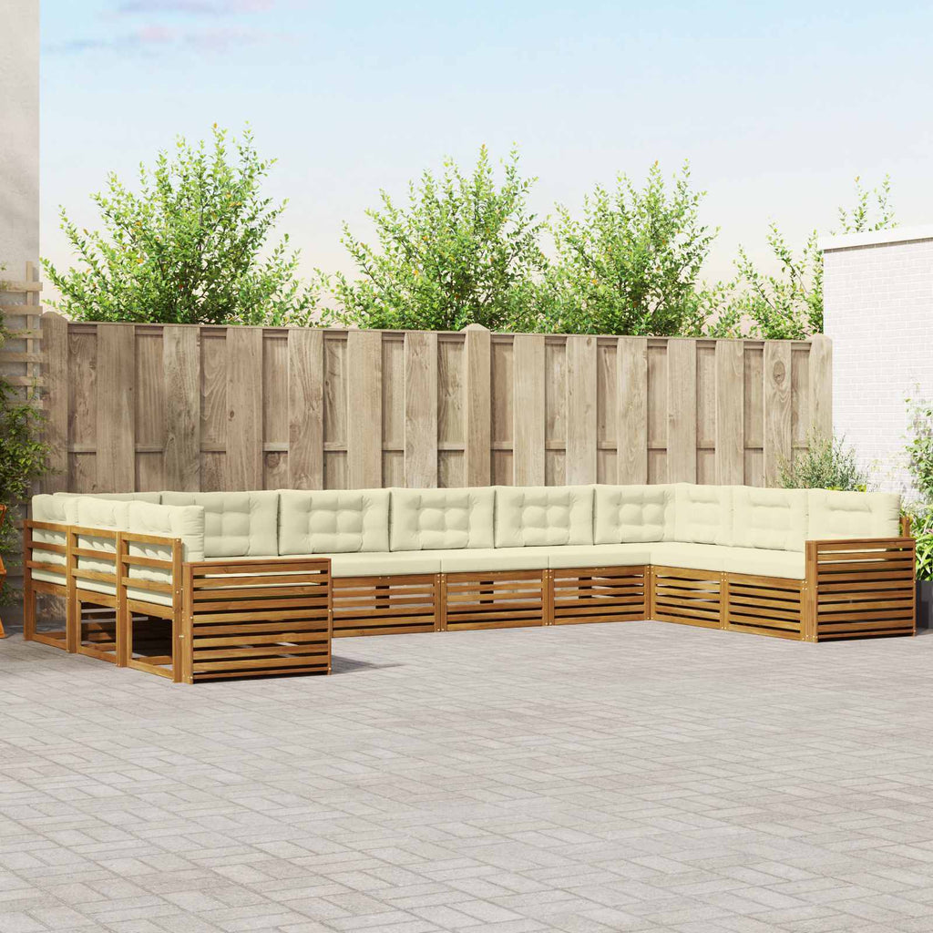 vidaXL Zestawy sof 8 pcs Naturalny i Kremowy Lite Drewno Akacji