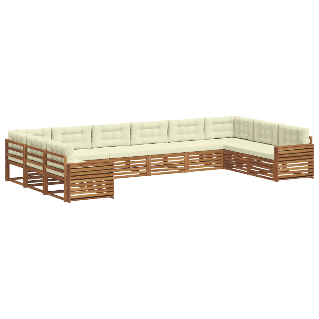 vidaXL Zestawy sof 8 pcs Naturalny i Kremowy Lite Drewno Akacji