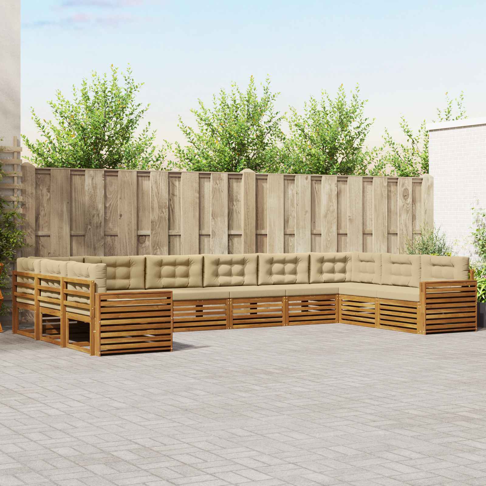 vidaXL Zestawy sof 7 pcs Naturalny i Beżowy Lite Drewno Akacji