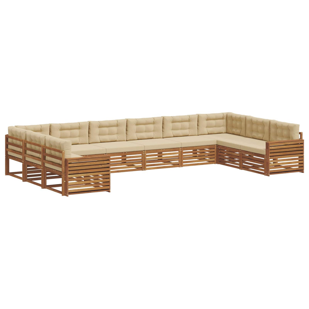 vidaXL Zestawy sof 7 pcs Naturalny i Beżowy Lite Drewno Akacji