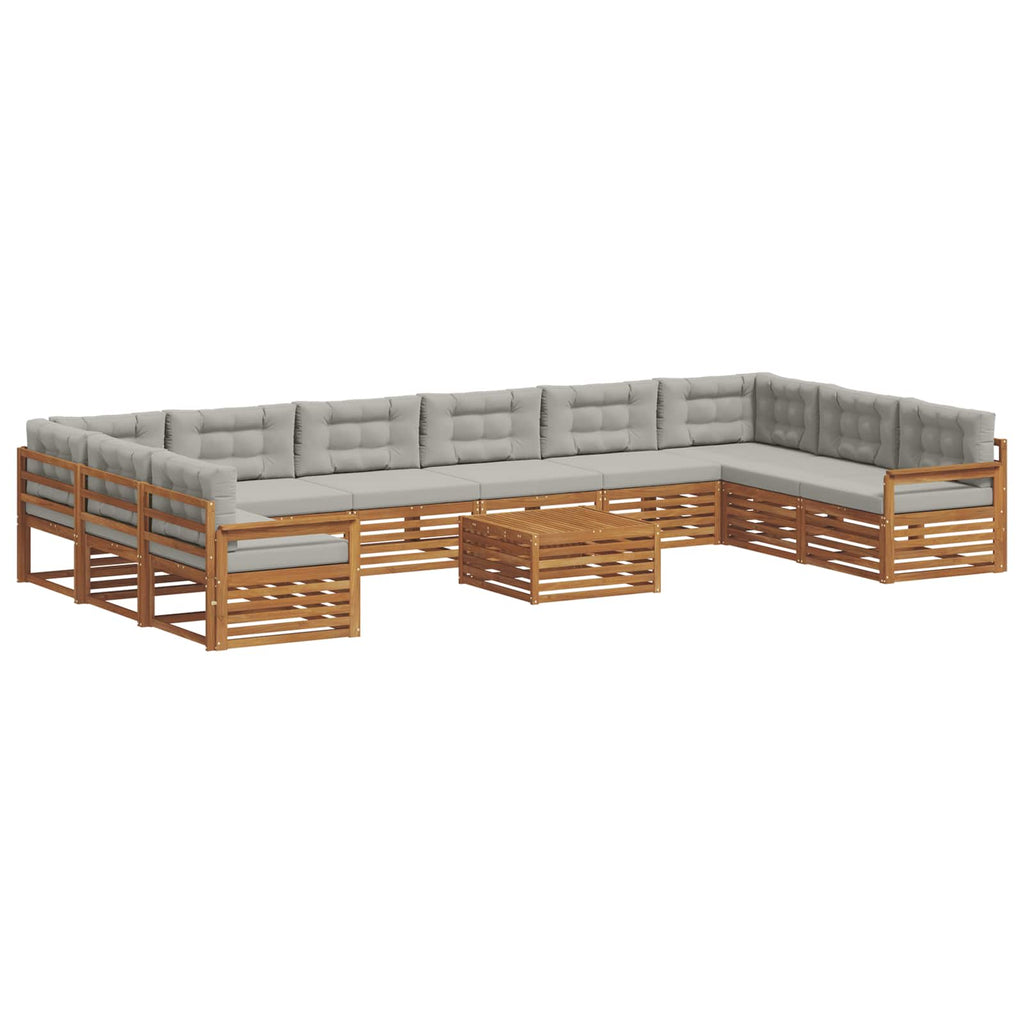 vidaXL Zestawy sof 11 pcs Naturalny i Jasny Szary Lite Drewno Akacji