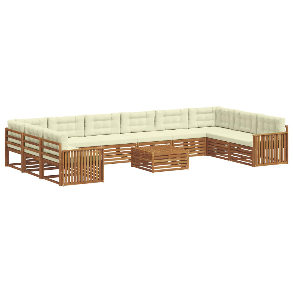 vidaXL Zestawy sof 11 pcs Naturalny i Kremowy Lite Drewno Akacji