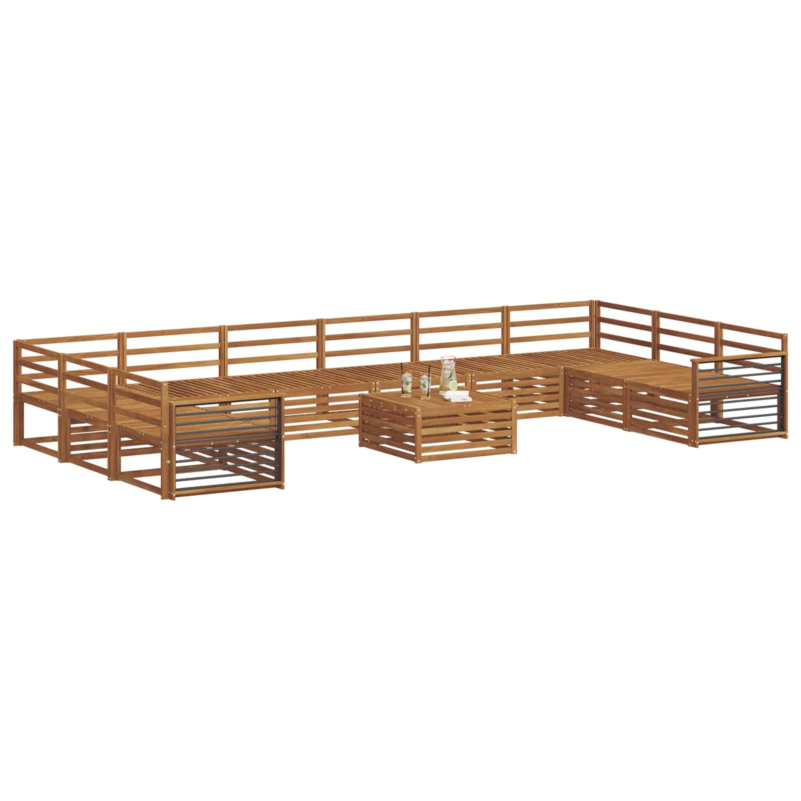 vidaXL Zestawy sof 11 pcs Naturalny Lite Drewno Akacji