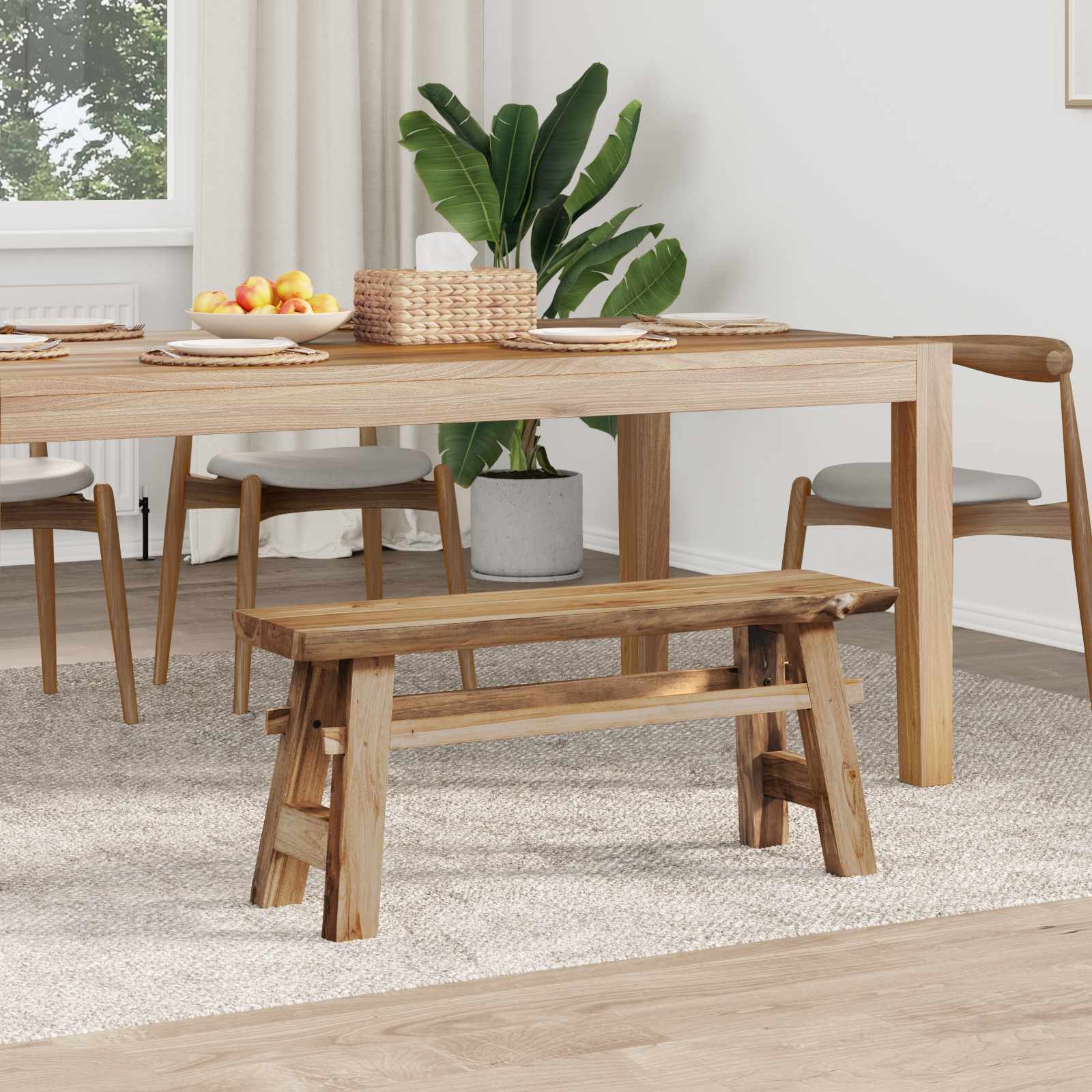 vidaXL ławka Naturalny 100 x 29 x 43,5 cm Lite drewno teakowe