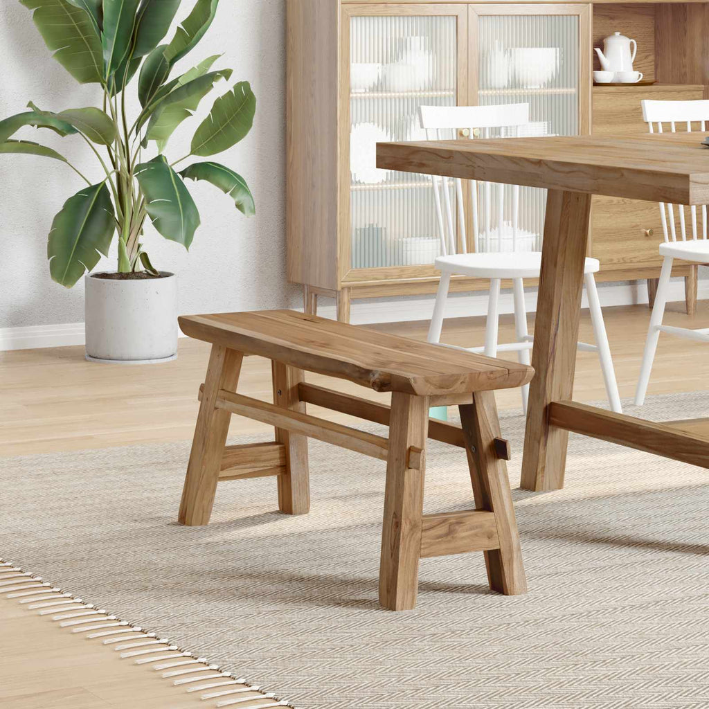 vidaXL ławka Naturalny 100 x 29 x 43,5 cm Lite drewno teakowe