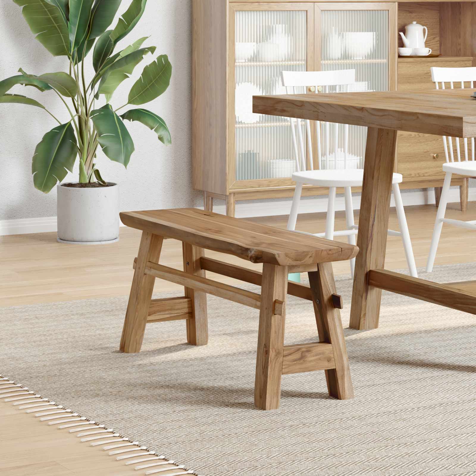vidaXL ławka Naturalny 100 x 29 x 43,5 cm Lite drewno teakowe